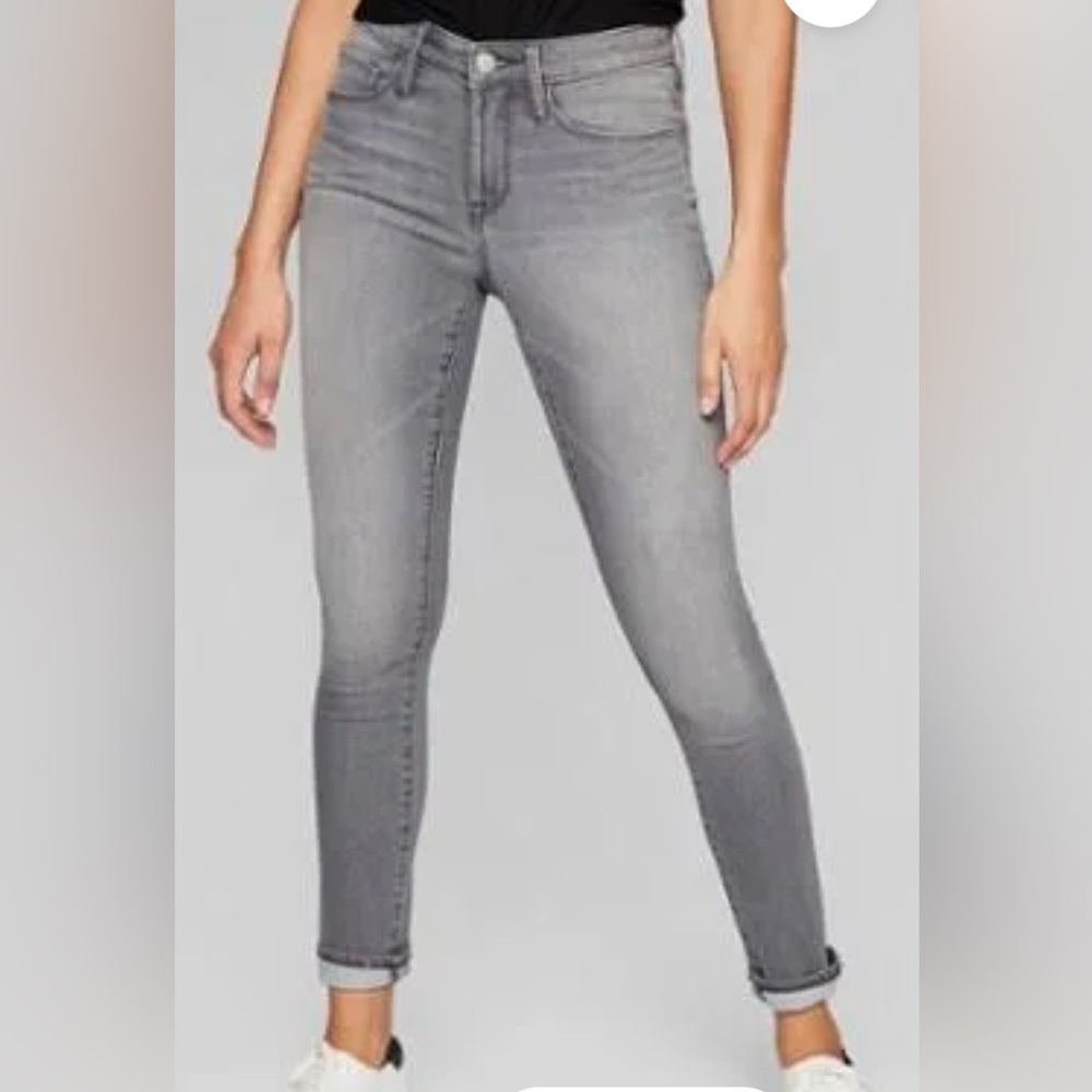 Athleta Sculptek Skinny Crop Denim Jeans Gray Granite Wash Size 12
